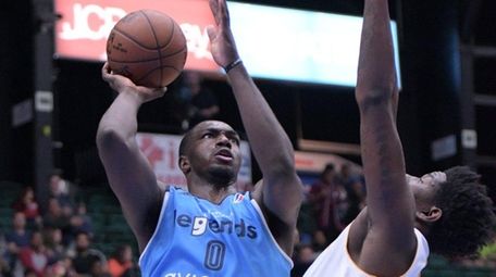 Jameel Warney of the Texas Legends attacks the basket