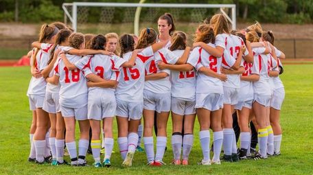 The Center Moriches girls soccer team on Friday,