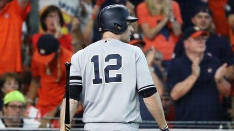 Yankees DH Chase Headley after striking out against the Astros