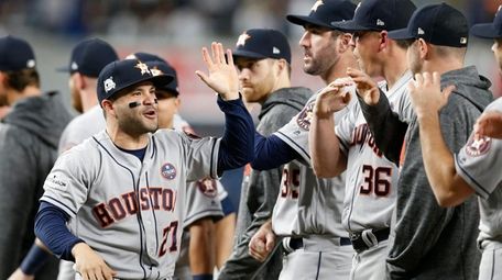Astros second baseman Jose Altuve is introduced before Game