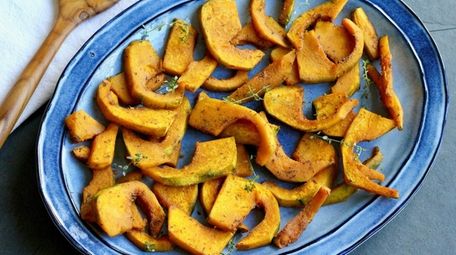 Kabocha squash is roasted with brown sugar, cumin,