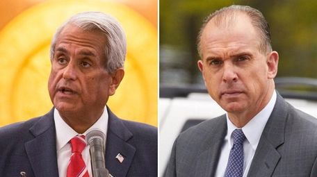 Town of Hempstead Supervisor Anthony Santino, left, will