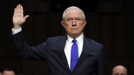 Attorney General Jeff Sessions is sworn in before