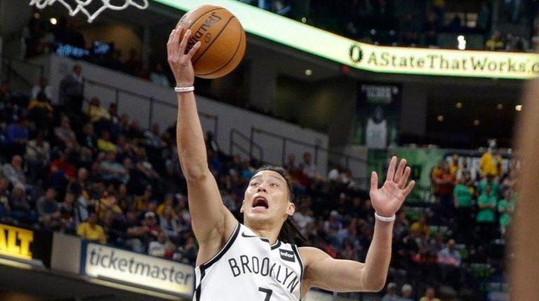 Nets guard Jeremy Lin shoots over Pacers forward