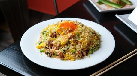 Roasted eel and smelt roe fried rice at