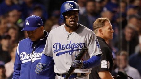 Curtis Granderson and manager Dave Roberts of the