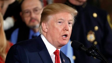 President Donald Trump speaks during an event to
