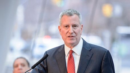 Mayor Bill de Blasio is shown in Brooklyn,