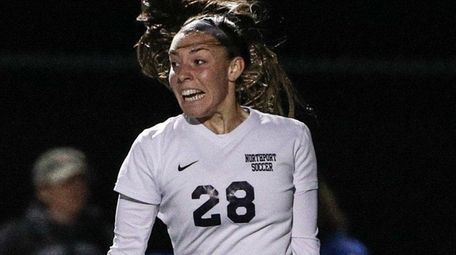 Emily Zeblisky of Northport celebrates a goal during the