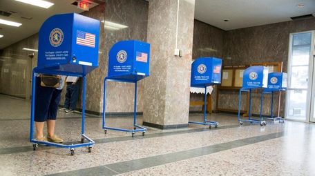 A voter casting a ballot.