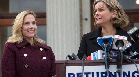 Hempstead Supervisor-elect Laura Gillen, left, and Nassau County