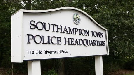 A sign for Southampton Town Police Headquarters in