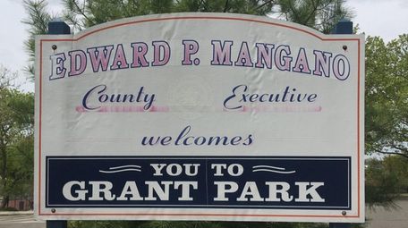 A sign at Grant Park in Hewlett bears