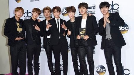 BTS, a South Korean band, poses in the