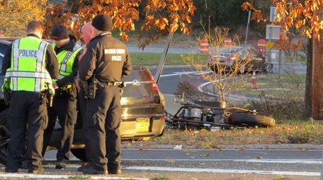 Police at the scene of a fatal motorcycle