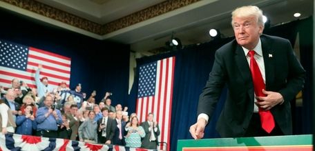 President Donald Trump arrives to speak about the