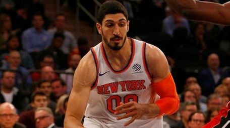 Enes Kanter of the Knicks drives against Bam