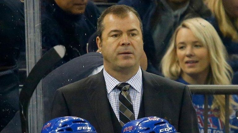 Rangers head coach Alain Vigneault looks on during