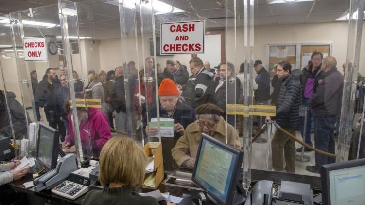 People line-up at the Town of Hempstead tax