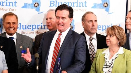Senate Majority Leader John Flanagan at a news