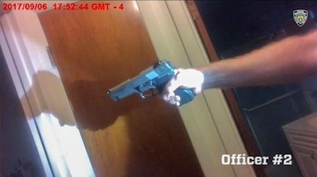 A still image from an officer's body-camera video