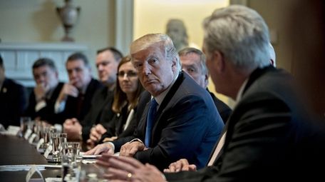 President Donald Trump during a meeting with bipartisan