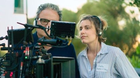 First-time director Greta Gerwig on the set of