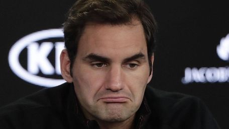 Roger Federer during a press conference ahead of