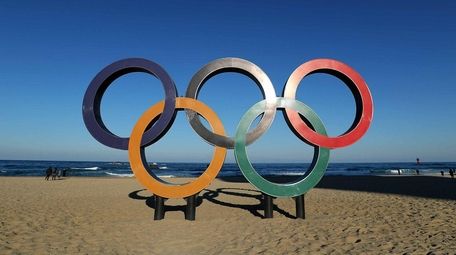 The Olympic Rings on the beach at Gangneung