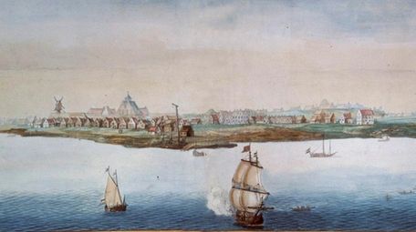 A watercolor made before 1664 shows New Amsterdam