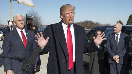 President Donald Trump makes a statement on the