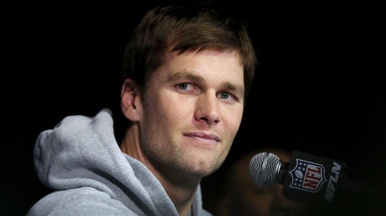 Tom Brady answers questions during New England Patriots