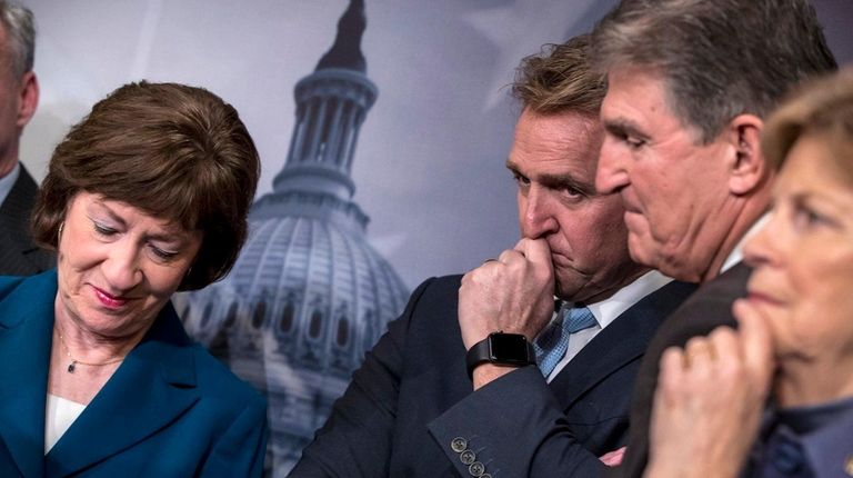 From left, Sen. Susan Collins, Sen. Jeff Flake,
