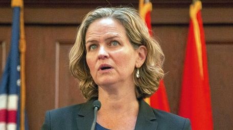 Nassau County Executive Laura Curran speaks on Jan.