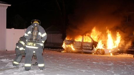 The Massapequa Fire Department responds to a vehicle