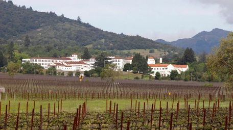 Vineyards are shown in front of the Veterans