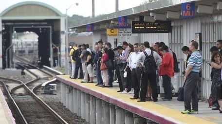 LIRR commuters wait for train to Penn Station