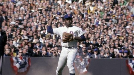 Infielder Ed Charles, No. 5, of the Mets