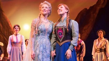 Caissie Levy, left, is Elsa and Patti Murin