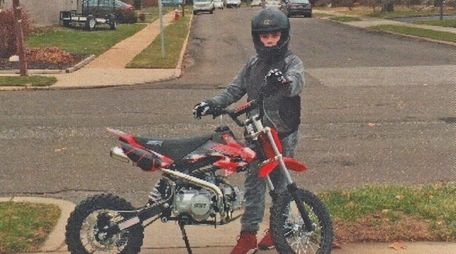 Kidsday reporter Luke Rosenthal with his dirt bike.