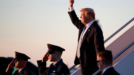 President Donald Trump arrives on Air Force One
