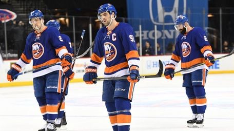 The Islanders' Anders Lee, John Tavares and Nick