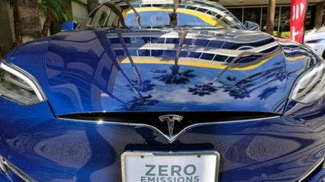 A Tesla Model S on display in Los