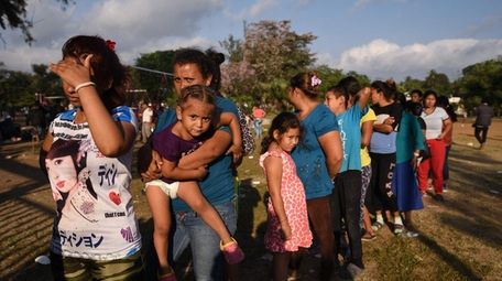 Central American migrants taking part in a U.S.-bound