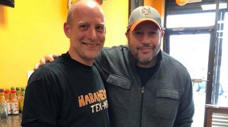 Kevin James, right, with Brian Kiley, the owner