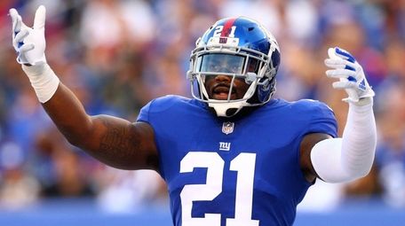 Giants safety Landon Collins reacts during a game
