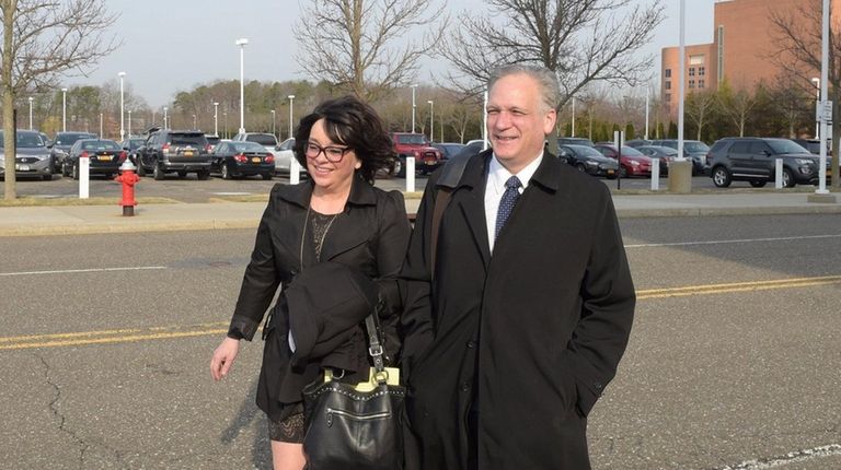 Linda and Edward Mangano arrive at federal court