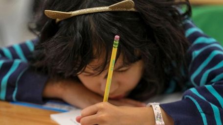 A third-grader at Holbrook Road School in Centereach