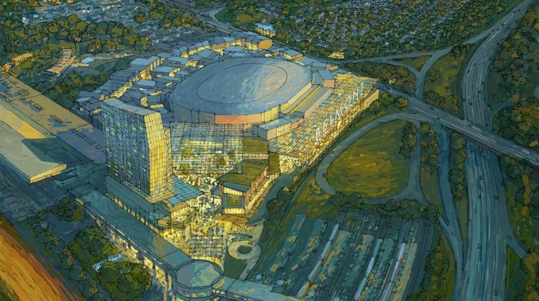 Renderings of the proposed development at Belmont Park,