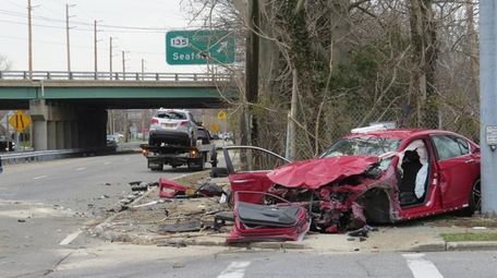 A two-vehicle crash near Old Post and Hicksville
